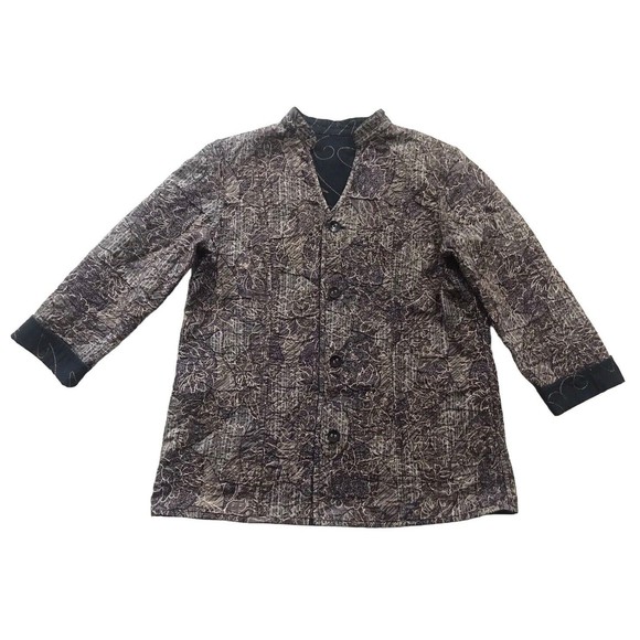 Handmade Reversible Quilted Block Print Jacket Women’s Medium Large M L Black - Picture 9 of 16